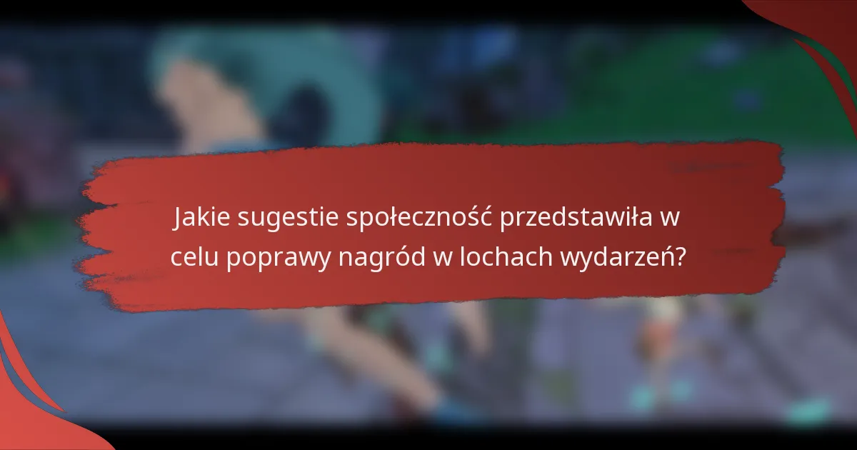Jakie sugestie społeczność przedstawiła w celu poprawy nagród w lochach wydarzeń?